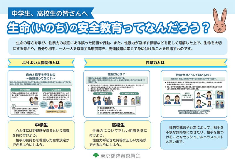中学生・高校生用「生命（いのち）の安全教育チラシ」を開く